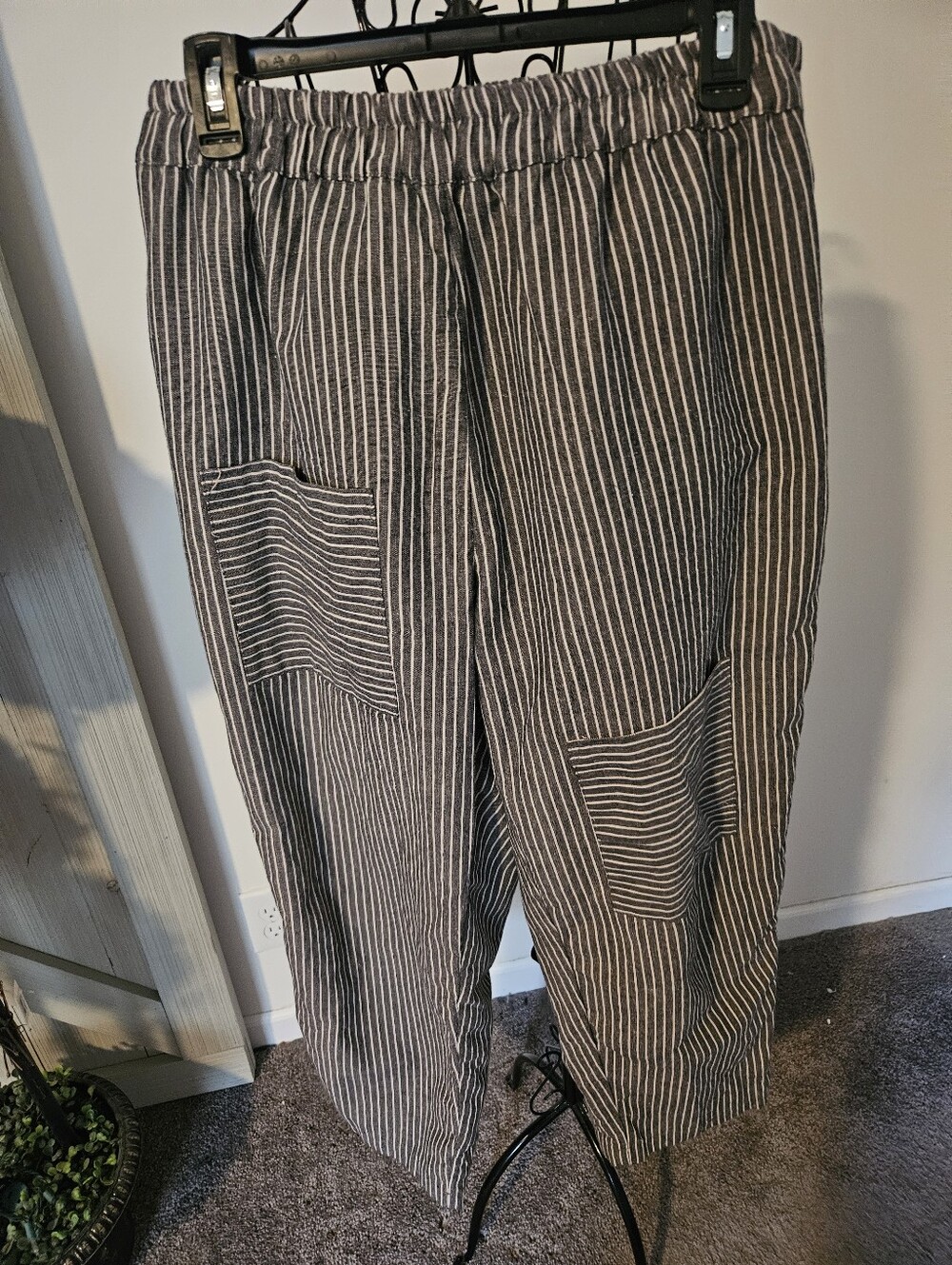 Striped Black & White Casual Drawstring Womens Pants Sz XL $10